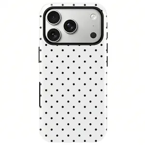 Polka Dot Print Phone Case, Heavy Duty Shockproof 2in1 Protective Shell, for iPhone 17 16 15 14 13 12 11 Pro Max Series Holiday Gift Minimalist Fashion Case Cover