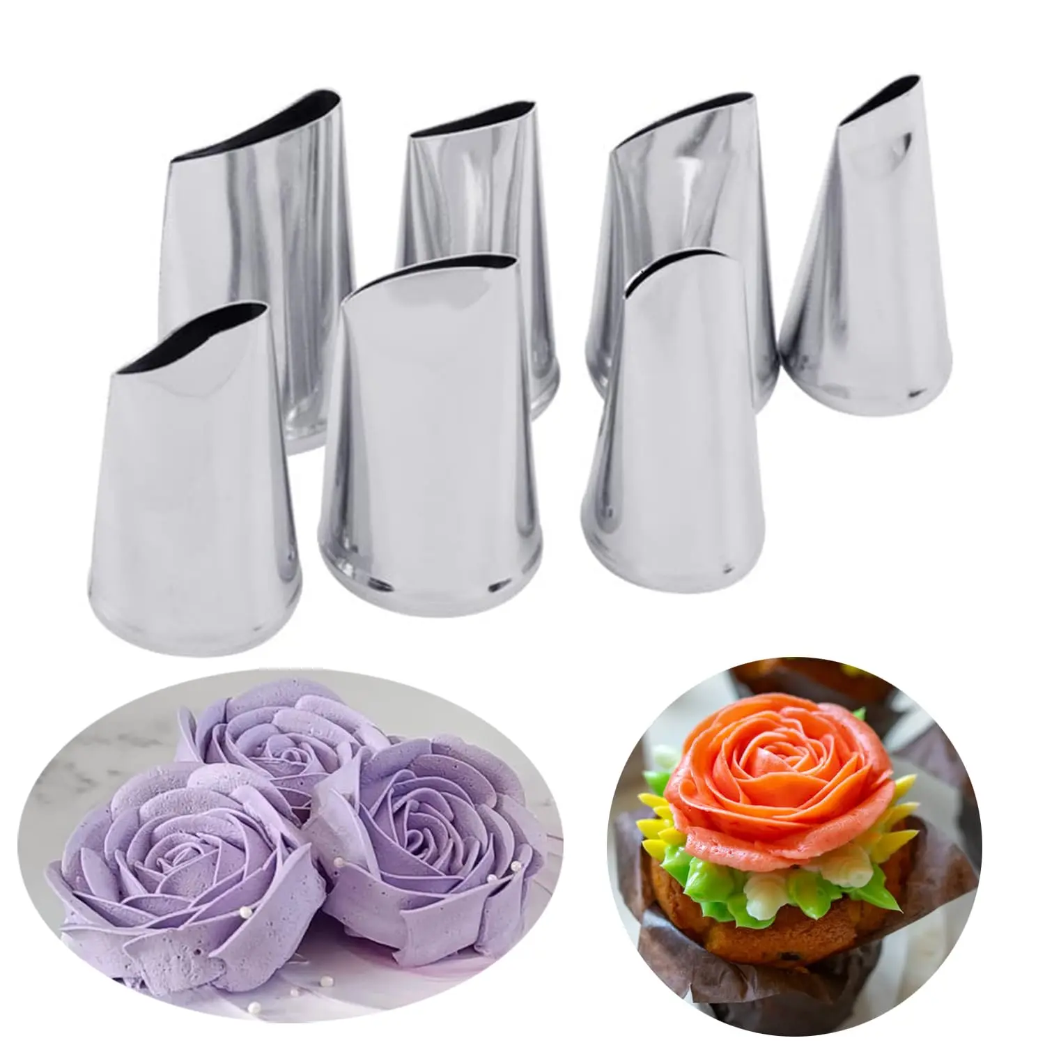 7 Counts/set Stainless Steel Multi Pattern Cake Decorating Tips, Cake Decoration Tools, Cream Icing Piping Nozzle, Pastry Fondant Decorating Tool, Pastry Decorating Tools, Baking Accessories