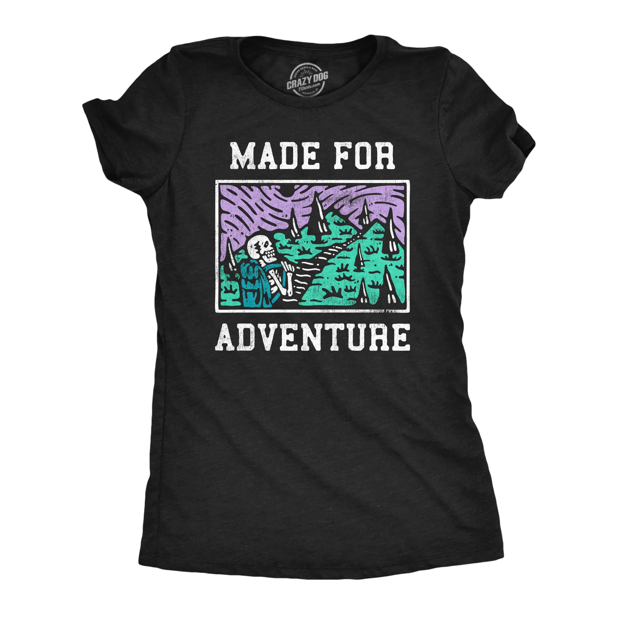 Womens Made for Adventure T Shirt Funny Hiking Outdoors Camping Lovers Tee for Ladies Funny Womens T Shirts Cute Vintage Fashion Casual Ladies T-Shirt Gift Funny Camping Top Women's Novelty Tees Black -