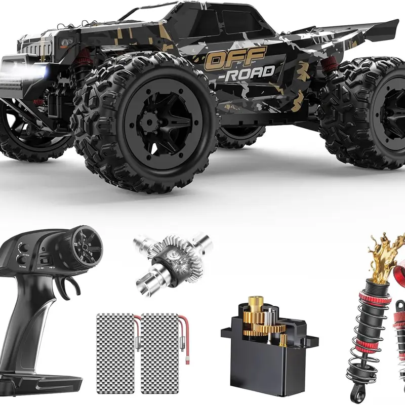 DEERC 9309E 4WD All-Terrain High-Speed RC Stunt Car for 12 Years Above, 40KPH Electric Off-Road Remote Control Truck, 2.4Ghz, Waterproof, 2x7.4V 850mAh Li-Ion Batteries (20+ Min Run Time), 2.92 lbs, 1:16 Scale Realism, Toys for Boys, RC Stunt Cars,familyf