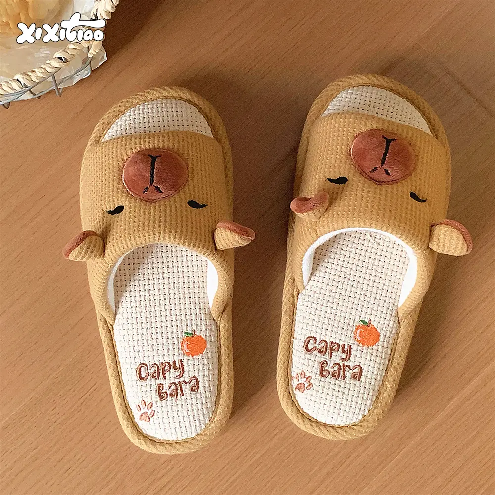 XIXITIAO Cute Capybara Antislip Women's Fashion Slippers - Cartoon Plush Home Slides, Soft Comfortable Indoor/Outdoor Casual Footwear for Women, Men