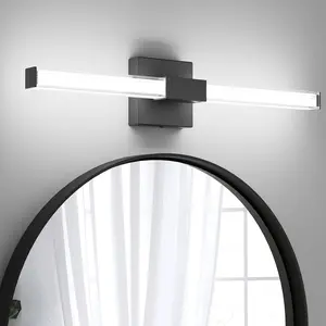 24inch Black Bathroom  Light Bar 22W Modern LED  Lights Matte Black Bathroom Wall Mounted Light Fixtures Over Mirror(5500K White Light)
