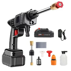 300w High Pressure Wireless Car Wash Water Gun Set, Car Wash Jet, 22bar Power with 6000mah Battery, Quick Connect Nozzle and Hose for Efficient Cleaning, Car Wash Kit
