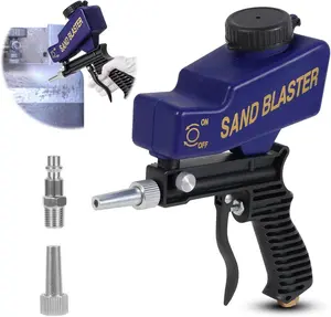 Blue Air Sandblaster, Pneumatic Sandblasting Gun, Small Handheld Portable Sandblaster for Home Use, Metal Rust Removal and Restoration Tool