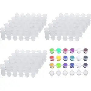 150 Strips 900 Pots 3ml Empty Mini Clear Plastic Paint Storage Containers with Lids Art Painting Craft Supplies for Classrooms Schools Art Festivals