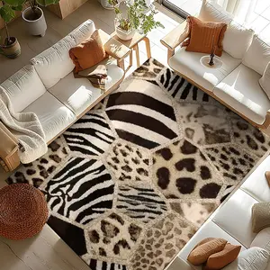 Modern Zebra Print Rug, Contemporary Rugs, Home Decorative Rug, Large Living Room Carpet, Home Bedroom Bedside Mat, Nordic Style Fashion Animal Pattern, 1pc