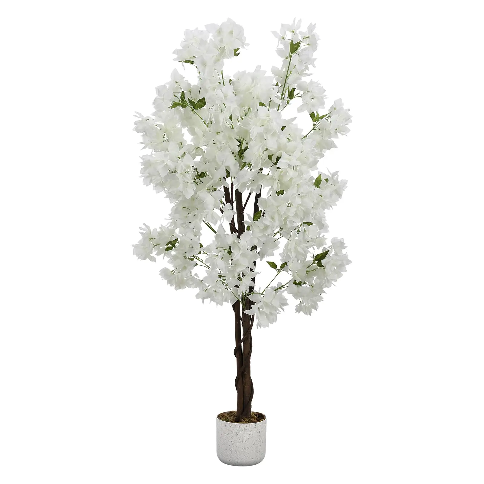 Artificial Cherry Blossom Tree for Home & Office – 5ft Realistic Faux Flower Plant, White or Pink Blooms, Decorative Potted Tree, Single Tree