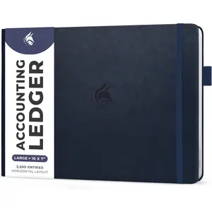 Accounting Ledger Book Horizontal - Columnar Journal &  Expense Log for Small Business & Personal Bookkeeping,10x7? (Dark Blue)