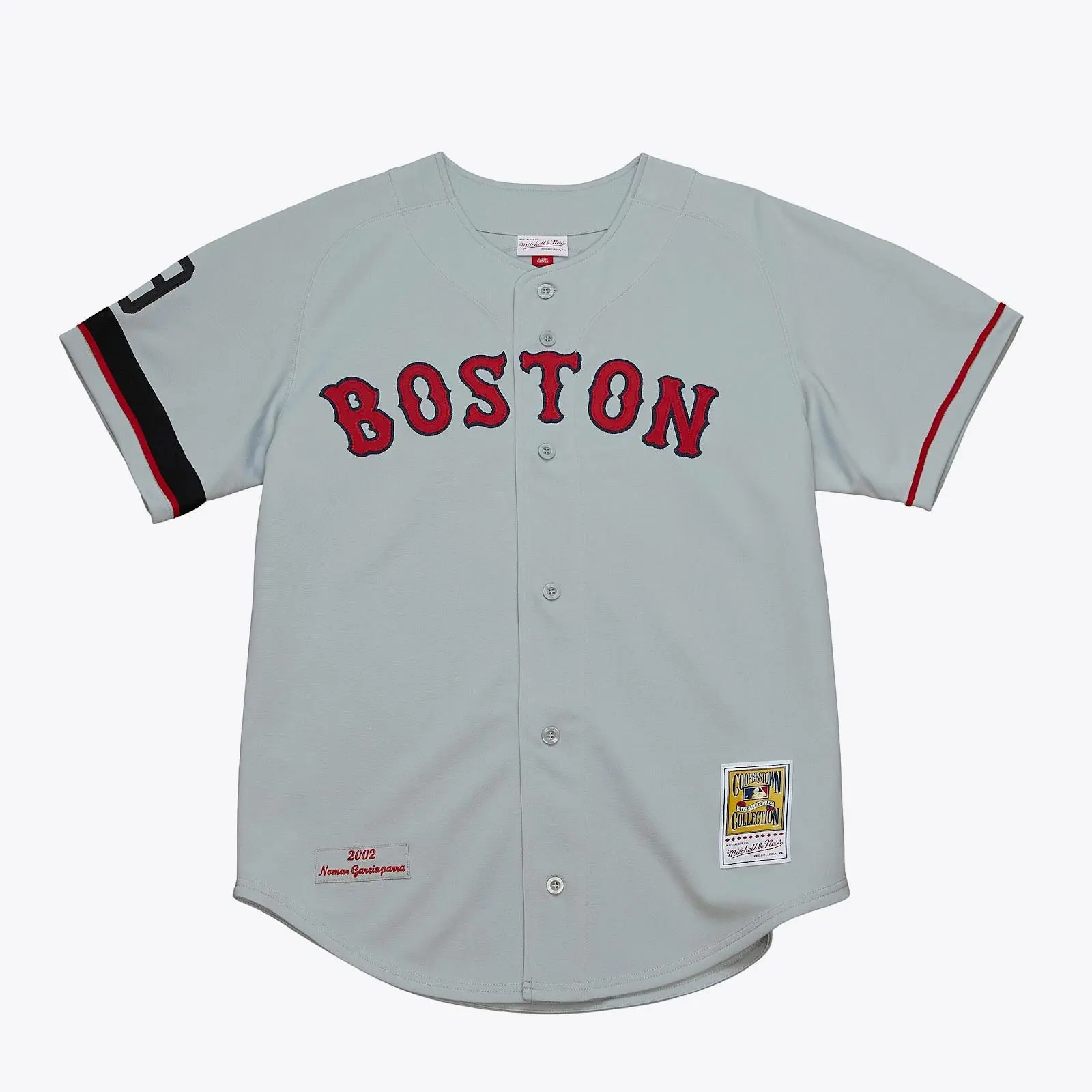 Nomar Garciaparra Boston Red Sox Gray 2002 Authentic Jersey MLB Throwback Baseball Cooperstown Fan Gear Mitchell & Ness