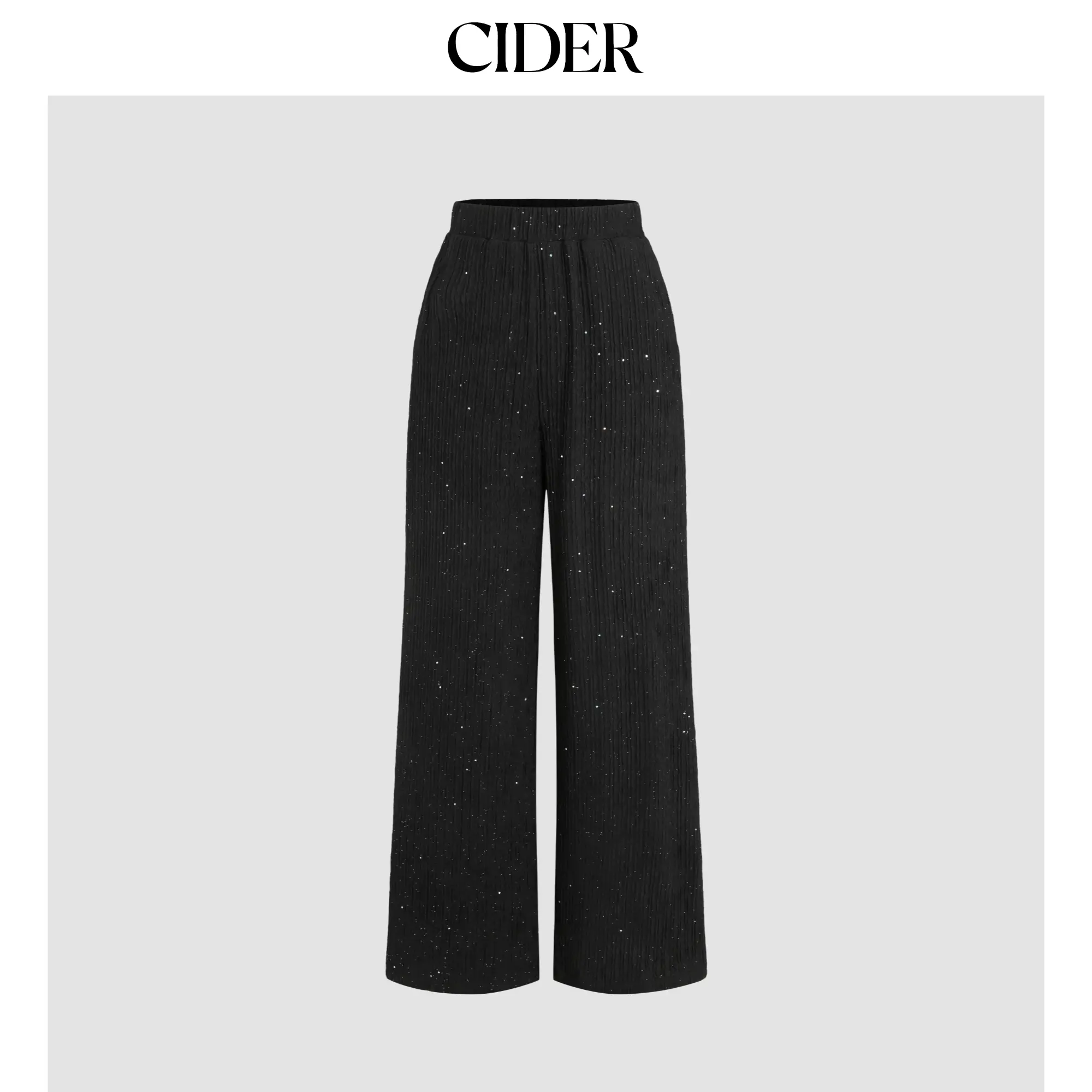 Cider Women's Glitter Wide-Leg Pants, High-Waist Pull-On Style in a High-Stretch Jacquard Weave with an Oversize Fit, Woven