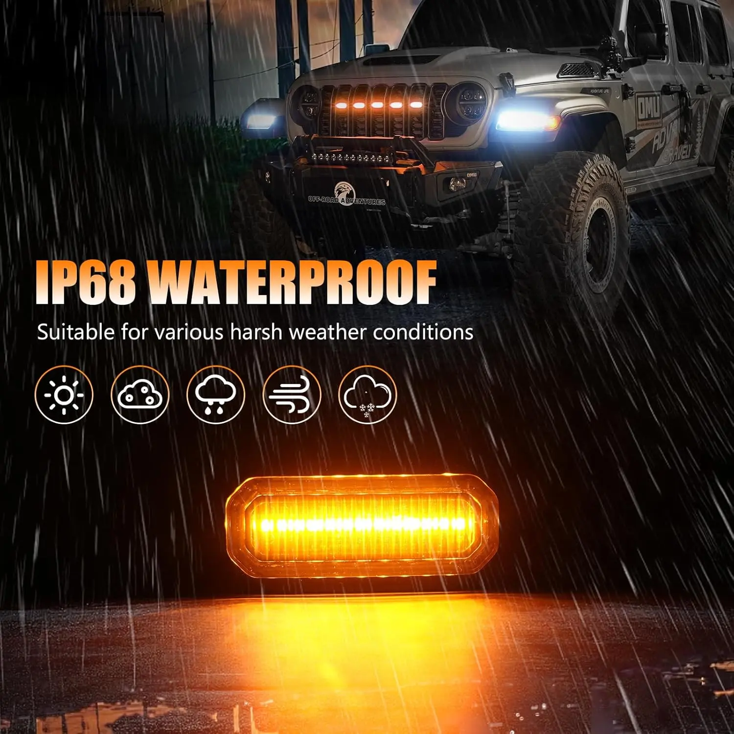 Ambe LED Grille Lights Compatible with 2024 2025 Jeep Wrangler JL JLU & Gladiator JT Front Grill Lights,IP68 Waterproof, Easy Plug & Play Install