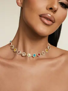 Altistry Elegant Stylish Colorful Rhinestones Necklace Exquisite Chain Jewelry Decorative Accessories Holiday Birthday Party Exquisite Jewelry Gift For Girls