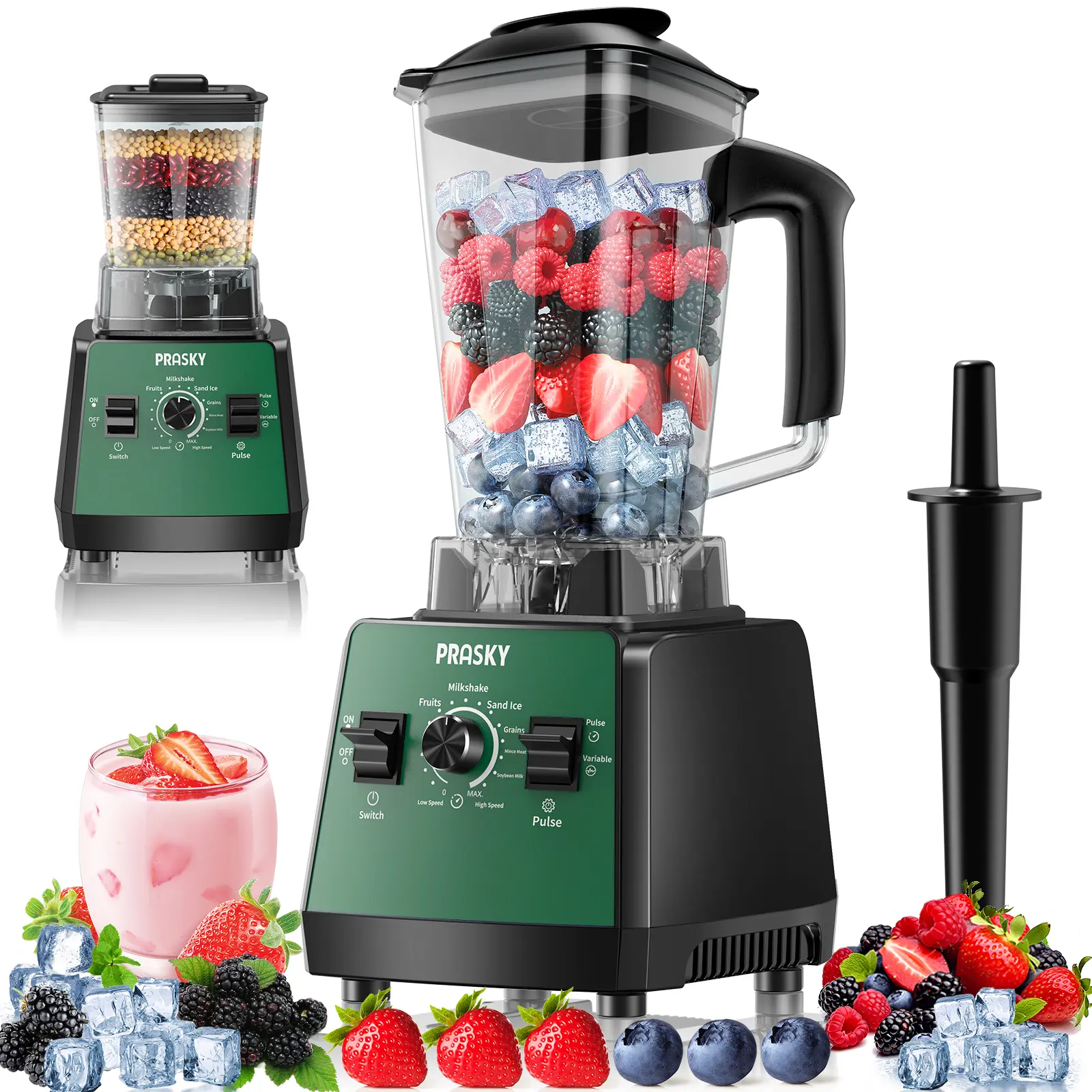 Prasky Pro 68oz blender Kitchen for  BPA Free 2 Containers Countertop  Ice Crushing function Powerful Dual-Container Blender Multifunctional juicer machine,summerwins summerwins