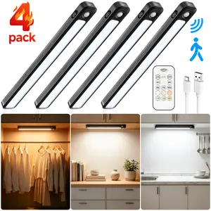 Under Cabinet Lights with Motion Sensor, 1500mAh USB Rechargeable LED Closet Light, Dimmable 3 Color Temps & 5 Brightness Levels, Magnetic Installation with Power Display, for Kitchen, Wardrobe, Stairs, Hallway, Garage – Renter-Friendly, Mother's Day Gift