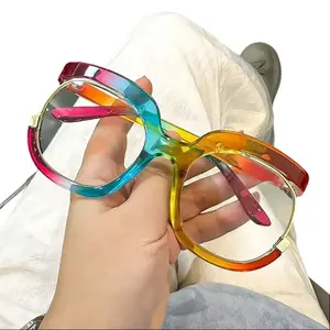 Unisex Transparent Square Frame Anti Blue Light Eyeglasses, Minimalist Clear Lens Glasses, Fashion Lightweight Eyewear for Daily Casual Office Use