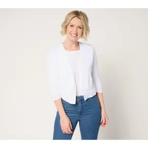 Denim & Co. Beach 100% Cotton Open Front Shrug Cardigan