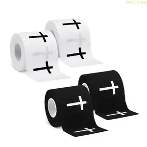 Cross Print Cotton Athletic Tape, Soft Breathable Sports Wrap for Wrist, Finger & Hand Support, Durable Stretch Training Bandage for Gym, Weightlifting, Soccer, Gymnastics, Fitness & Daily Workout