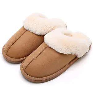 2026 New Women's Slipper Slip On Suede Leather Memory Foam Anti-Skid Cozy Plush Indoor Outdoor Comfy Fleece Lined Short Mini Snow Boot Slippers Home Shoes Slide Soft Footwear