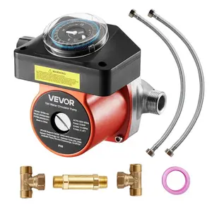 【fathersdaygift】VEVOR Hot Water Recirculating Pump Kit0.13 HP Motor 110-120VStainless Steel HeadBypass ValveTimer & AdapterCirculator System for Tank Water Heaters