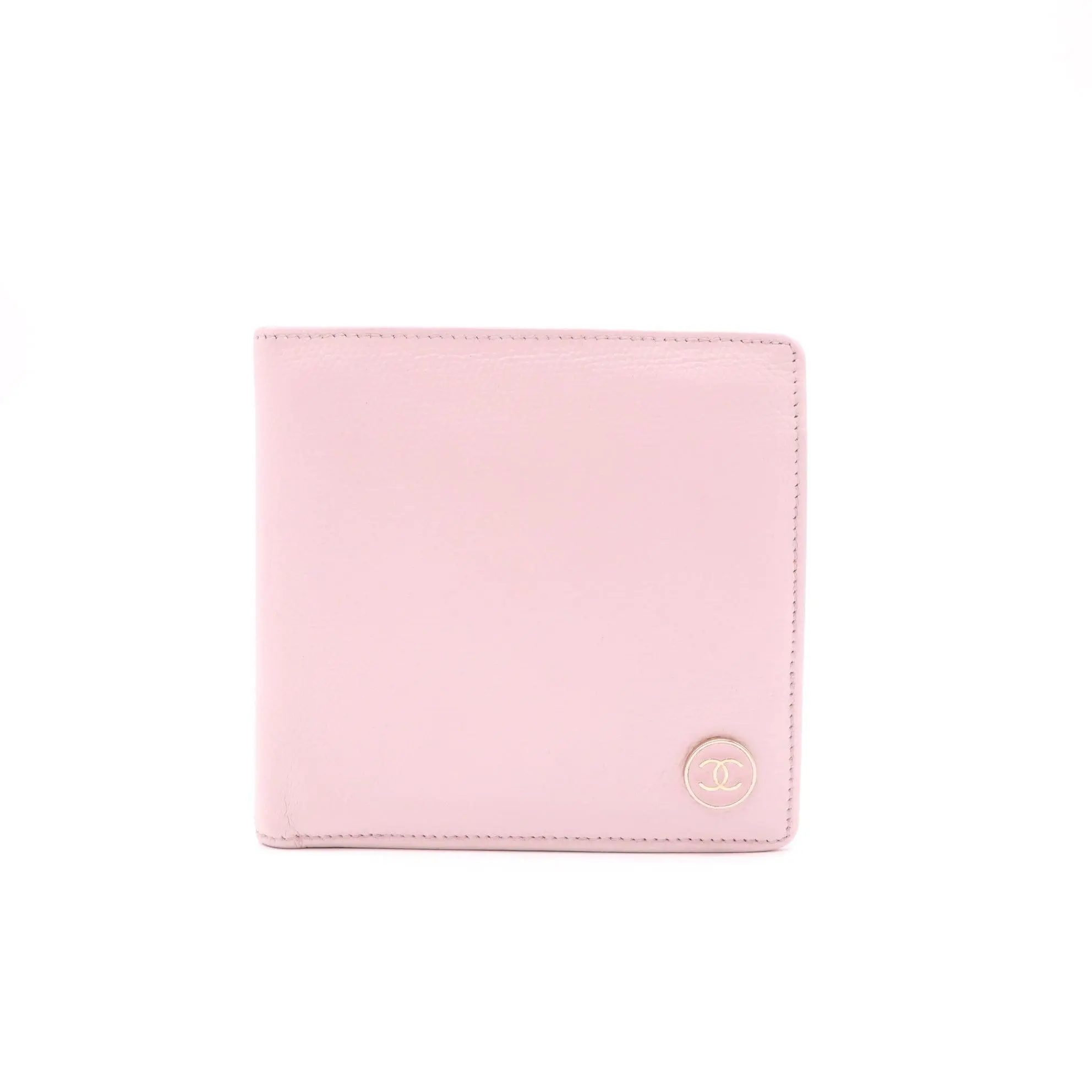 Pre-owned CHANEL Leather Small Leather Goods CC Button Bi Fold Wallet Pink W22059