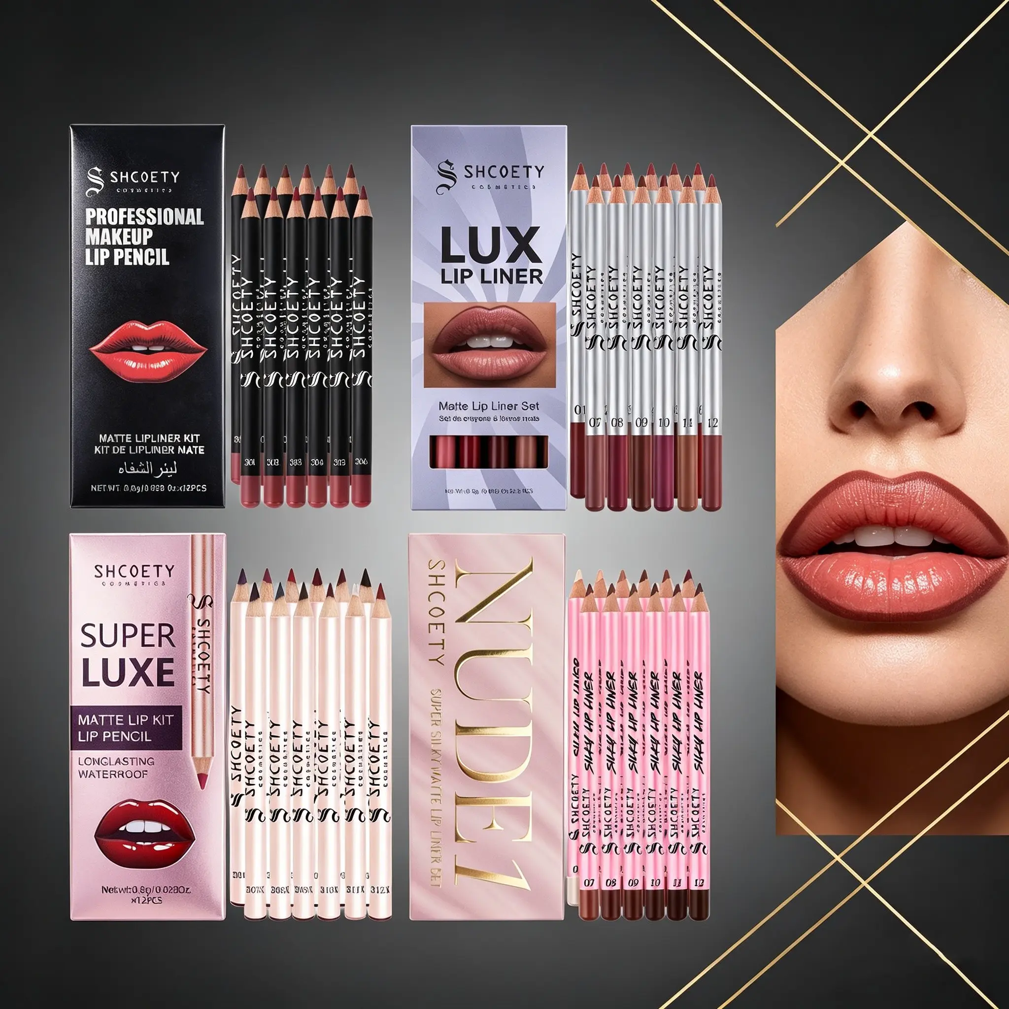 Tiktok Bestseller! 48-Piece Ultimate Lip Liner Kit Set, Waterproof, All Day Liners, Smudge-Proof, Smooth Matte Nude & Bold Colors, Long-Lasting Makeup Combo