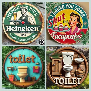 Vintage Wooden Welcome Door Sign, Creative Round Wooden Hanging Plaque Home Decor