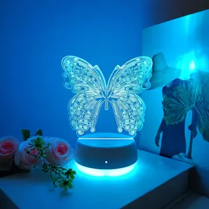 Beautiful Butterfly 3D Night Light, Touch Switch Seven Colors Gradient, USB Powered Base, Ideal Gift for Bedroom Living Room