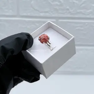 950 Silver - Ring with a natural stone in its original state. Adjustable ring.