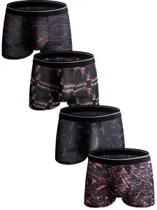 Men's underwear, sexy silky ice silk boxers, super soft and breathable, comfortable touch, sports and leisure boxers, 4-pack