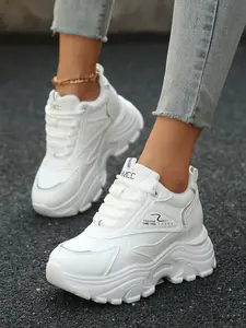 Women's Wedge Heel Casual Walking Shoes, Height Increasing Low-Top Sneakers, Thick Soled Sneakers, Versatile Dad Shoes, Fashionable Sneakers for All Seasons