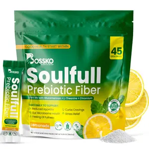 Bossko SoulFull Preobiotic Fiber Drink Mix with Glucomannan + Chromium+ L-Theanine - for Natural Feeling of Fullness Control Appetite  Cravings Support Gut Microbiome  Metabolic Health 45 Stick