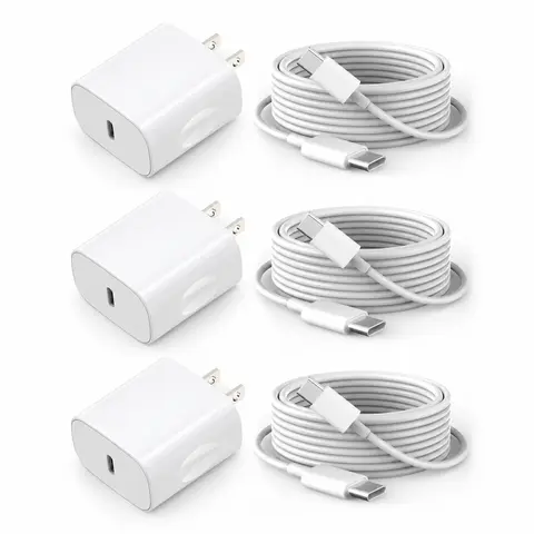 GSASUPJ 20W PD 3.0 Boost Fast Charging USB-C Portable Charger Block (20V & Above, Reversible Plug, No Fumbling) with 3 Pcs 10ft Reversible USB-C Cables for iPhone 17/16 Series/15 Pro Max, Smartphone (White, Techvibes)