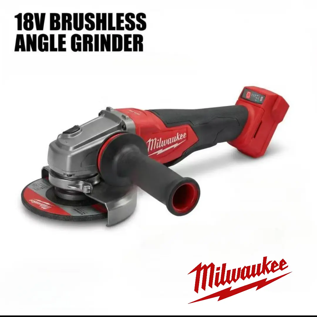 Milwaukee M18 Series Cordless Brushless Motor Angle Grinder Complete Kit - RedLithium Lithium-Ion 6.0Ah Batteries, Quick Charger, Full Accessories, Versatile Functionality for DIY, Professional Mechanic Metal Grinding