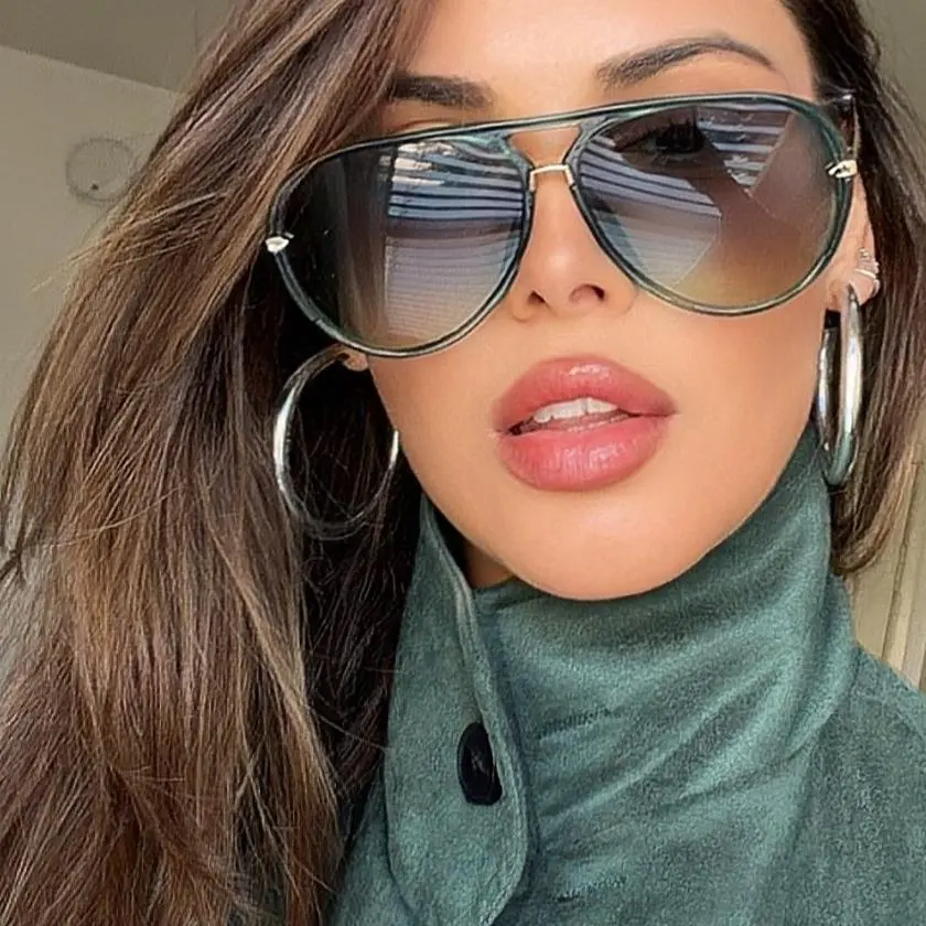SUNGLASSES ANGELS Women's Aviator Pilot Sunglasses - Full Black with Gold Metal Elements, Anti-UV Gold Metal Sunnies, Styling Trendy Frames, Fashion Accessories for Women with Complimentary Shipping