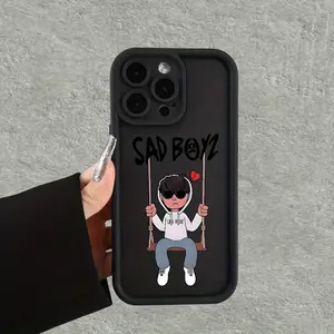 Rocking Little Boy Pattern TPU Case for iPhone 17 Pro Max 16 16e 15 14 Plus 13 12 Mini 11 Air X XS Straight Edge Drop-Resistant Rugged Durable Cover Shell Gift 2D printing