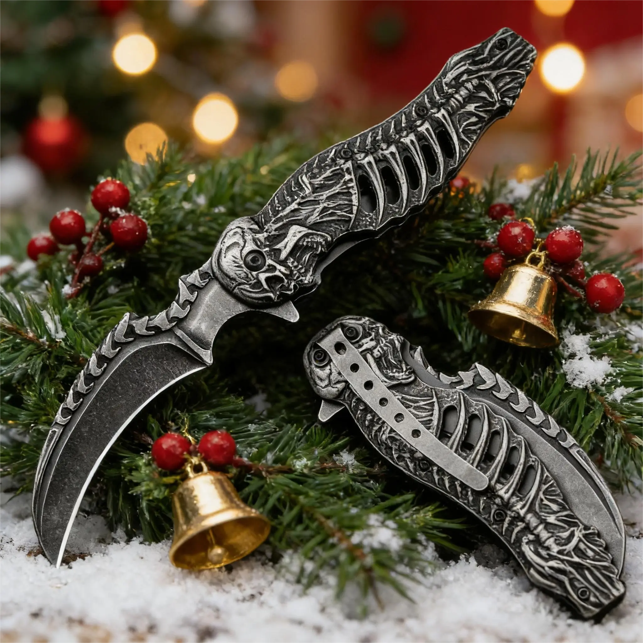 3D hollowed-out skull folding knife, metal material, men's outdoor camping and hiking knife, Christmas gift. 3D hollowed-out skull folding knife, metal material, men's outdoor camping and hiking knife, Christmas gift.