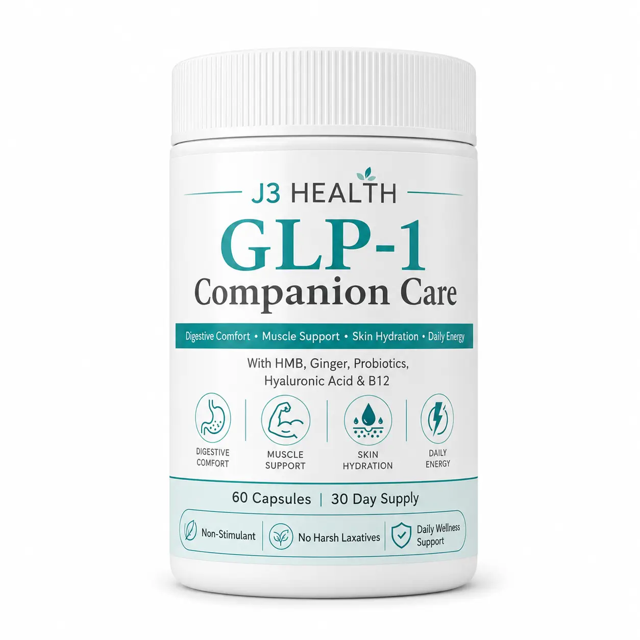 GLP-1 Medication Companion Magnesium Supplement Capsules, Prop 65 Safe Wellness Support for Digestive Comfort, Muscle Function, Skin Hydration & Energy Metabolism, 60 Count