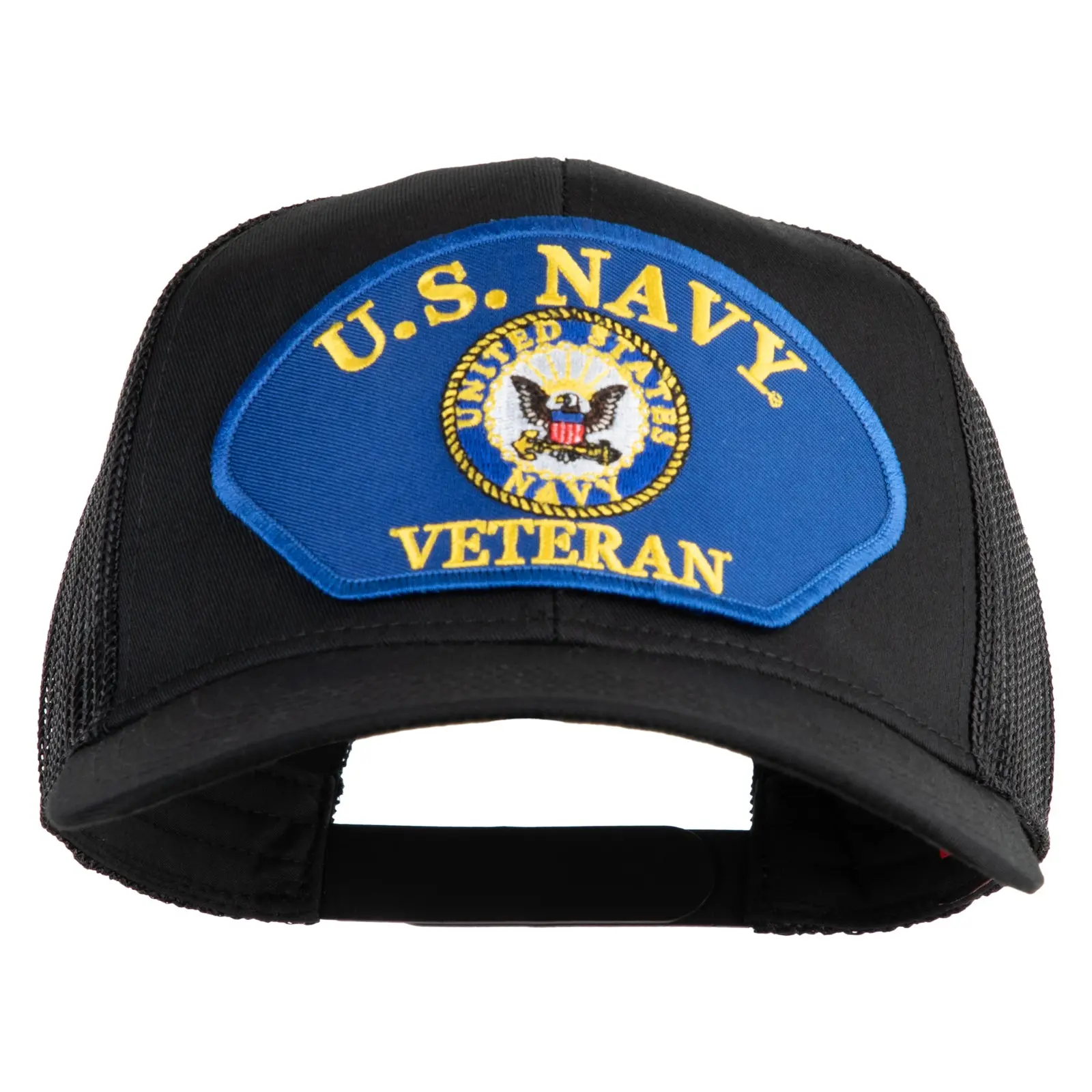 U.S. Navy Veteran Emblem Blue Patched Solid Cotton Twill Mesh Prostyle Cap