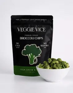 Veggie Vice Freeze-Dried Broccoli Chips - Crispy, Non-Fried Real Veggie Snack with Savory, Tangy, Creamy Sour Cream & Onion Flavor - 1oz Cupboard-Storable