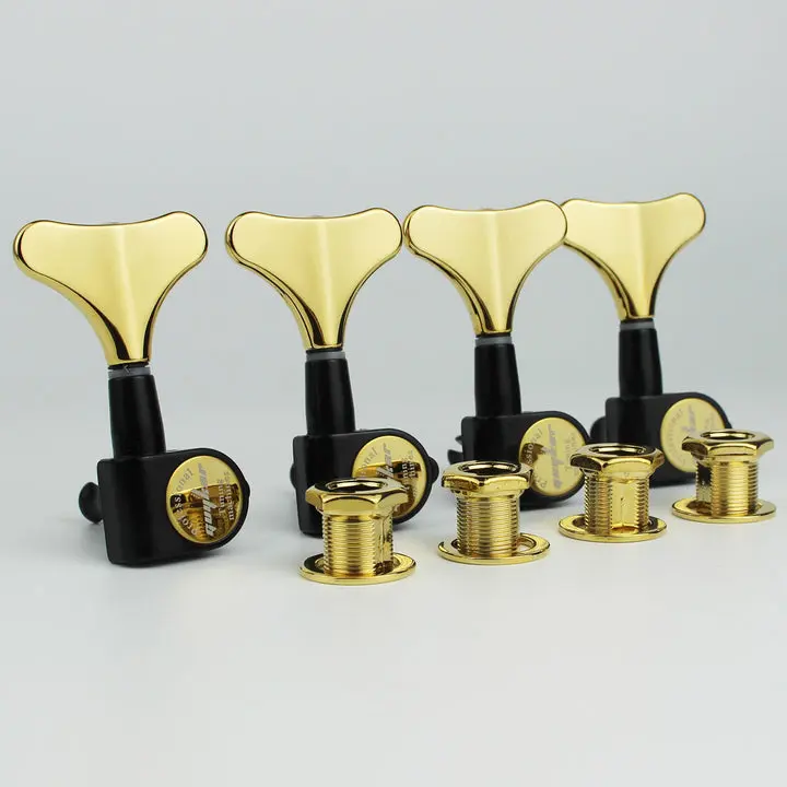 Guyker Guitar Tuner Kit - 17:1 Gear Ratio Sealed Headstock Tuning Key Pegs, Bass Tuning Machine Head Replacement for Electric Jazz, Precision Instruments - Black+Gold