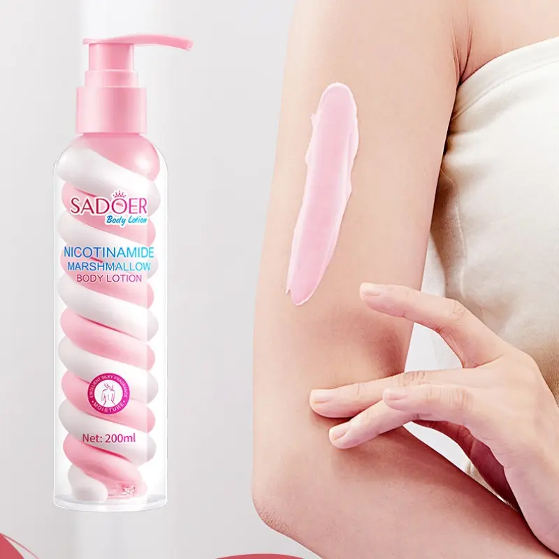 200ml Niacinamide Marshmallow Body Lotion - Contains sodium hyaluronate, Hydrating, deeply moisturizes skin, firms skin, leaves lasting fragrance, suitable for dry autumn and winter, ideal for Valentine's Day gifts