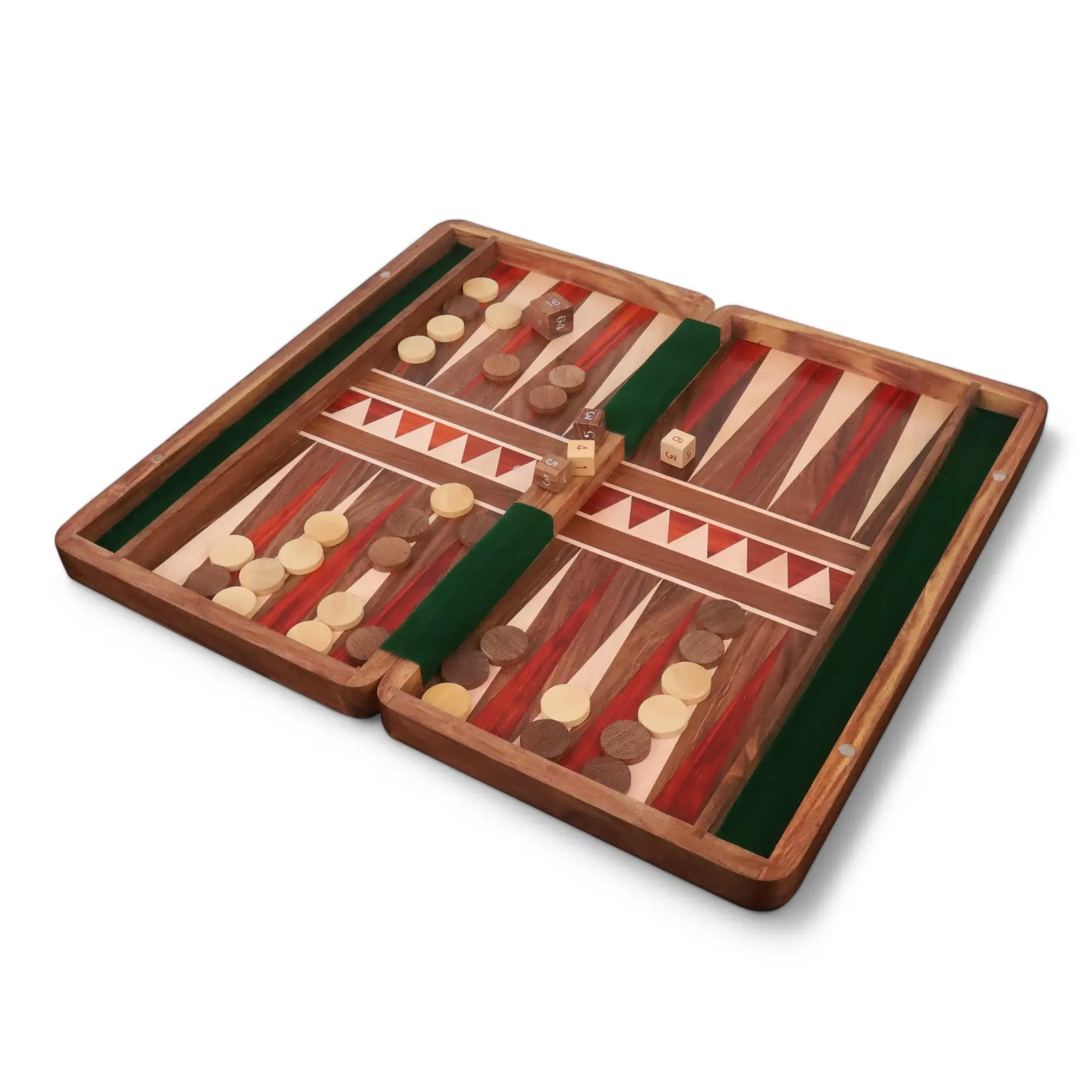 16" Regal Series Luxury Travel Backgammon Set – Golden Rosewood & Bud Rosewood