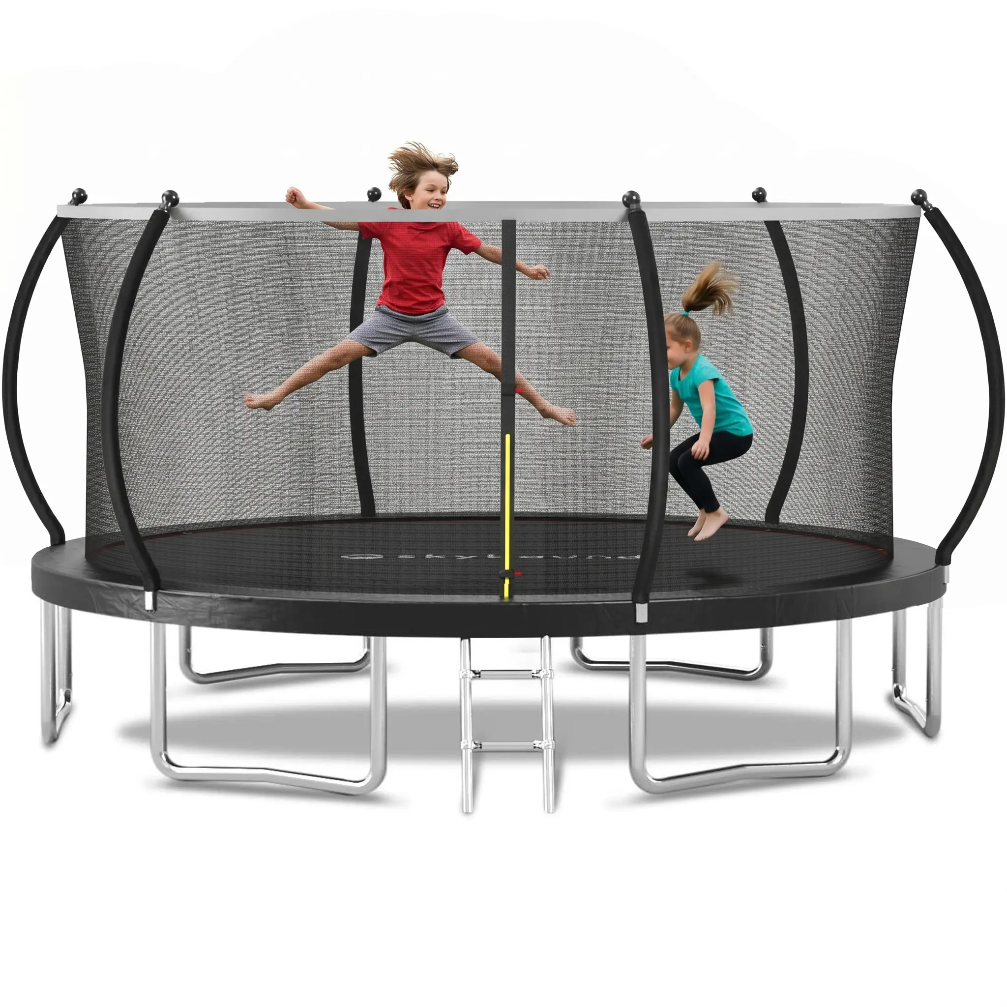 Skybound 12FT  14FT 16FT Trampoline with Curved Safety Padded Poles - Large Outdoor Backyard ASTM Safety Approved Trampolines for Kids & Adults - Heavy Duty Recreational Outside Trampoline with Safety Net