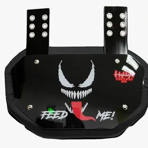 Feed Me / Glossy Backplate - Football Back Plate - Lower Back Protection for Shoulder Pads - Back Bone Protector Shield Backplate for Youth & Adult