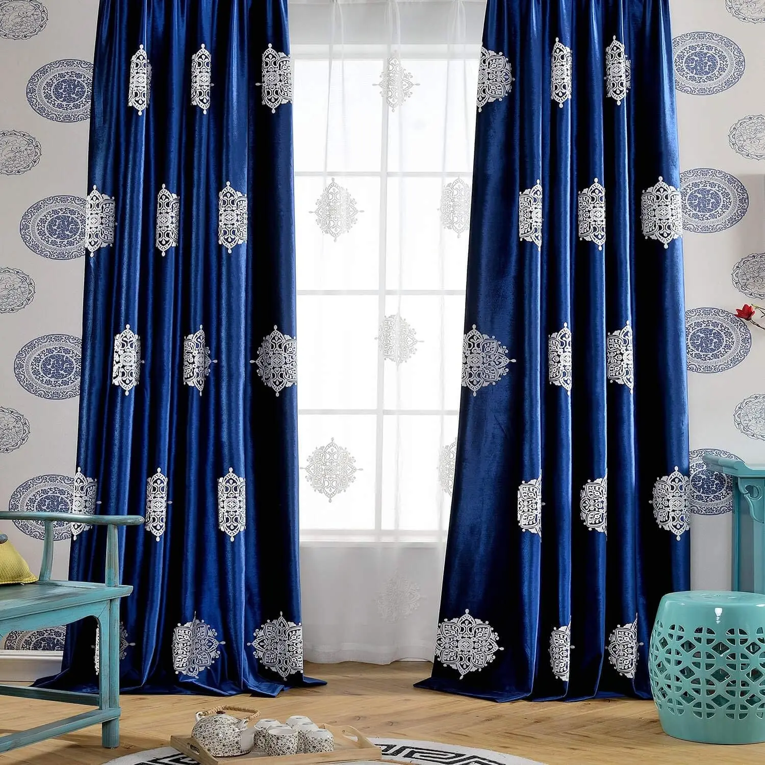 VOGOL Burgundy Thermal Curtains 52x84 2 Panels Soft Velvet Flower Embroidered Darkening Window Drapes for Bedroom & Living Room Privacy Protection Energy Efficient kid room bedroom living room luxury,home,decor，luxurious,feel