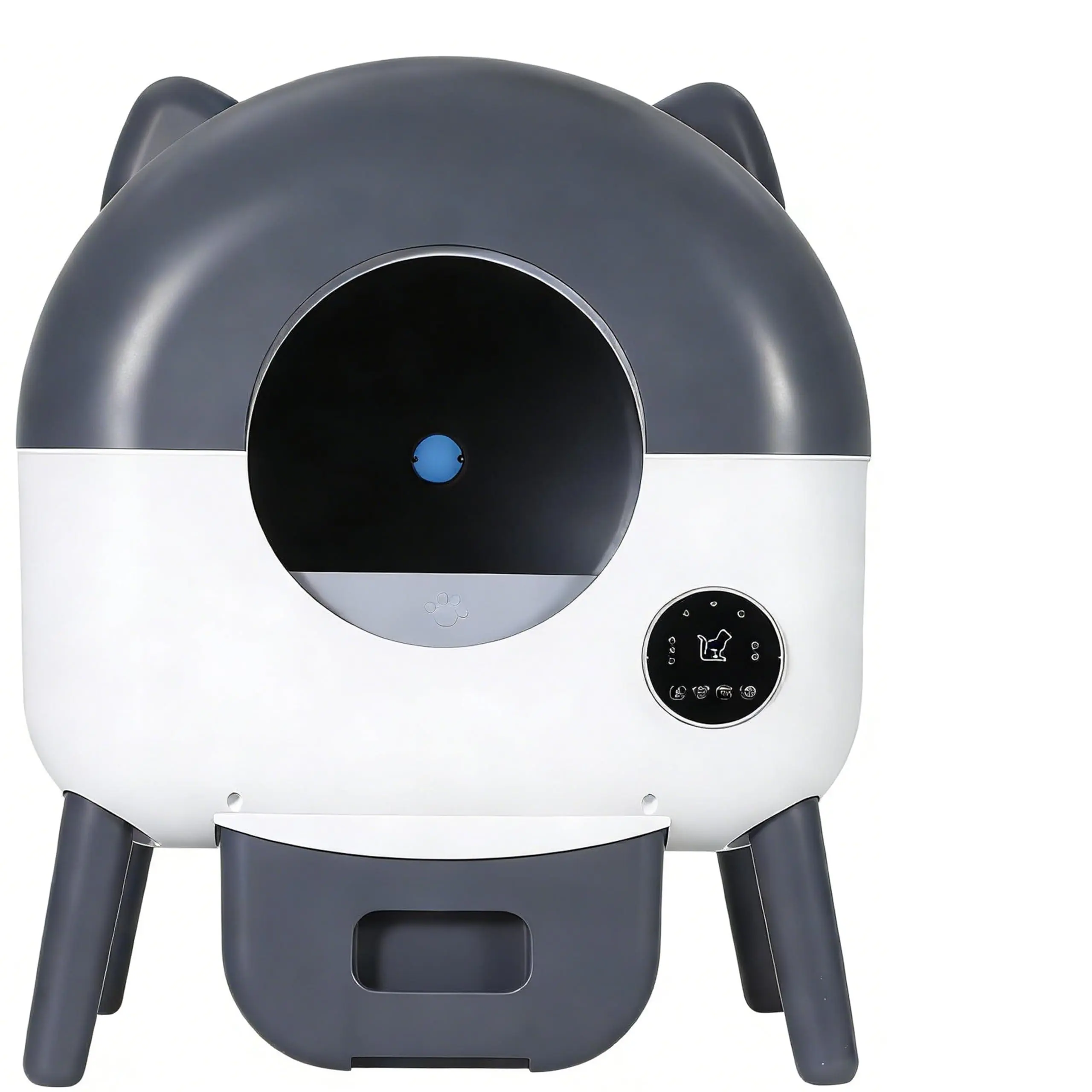 Automatic Self-Cleaning Cat Litter Box with Smart App Control, Safety Sensors & Low Noise Operation. Extra Large Capacity, Washable Tray & Included Trash Bags, Dark Gray