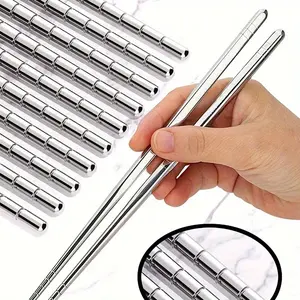 5/10 Pairs Premium Reusable Stainless Steel Metal Chopsticks Kitchen Tableware Cutlery Dishwasher Safe Lightweight Easy To Use Metal Chop Stick Utensils