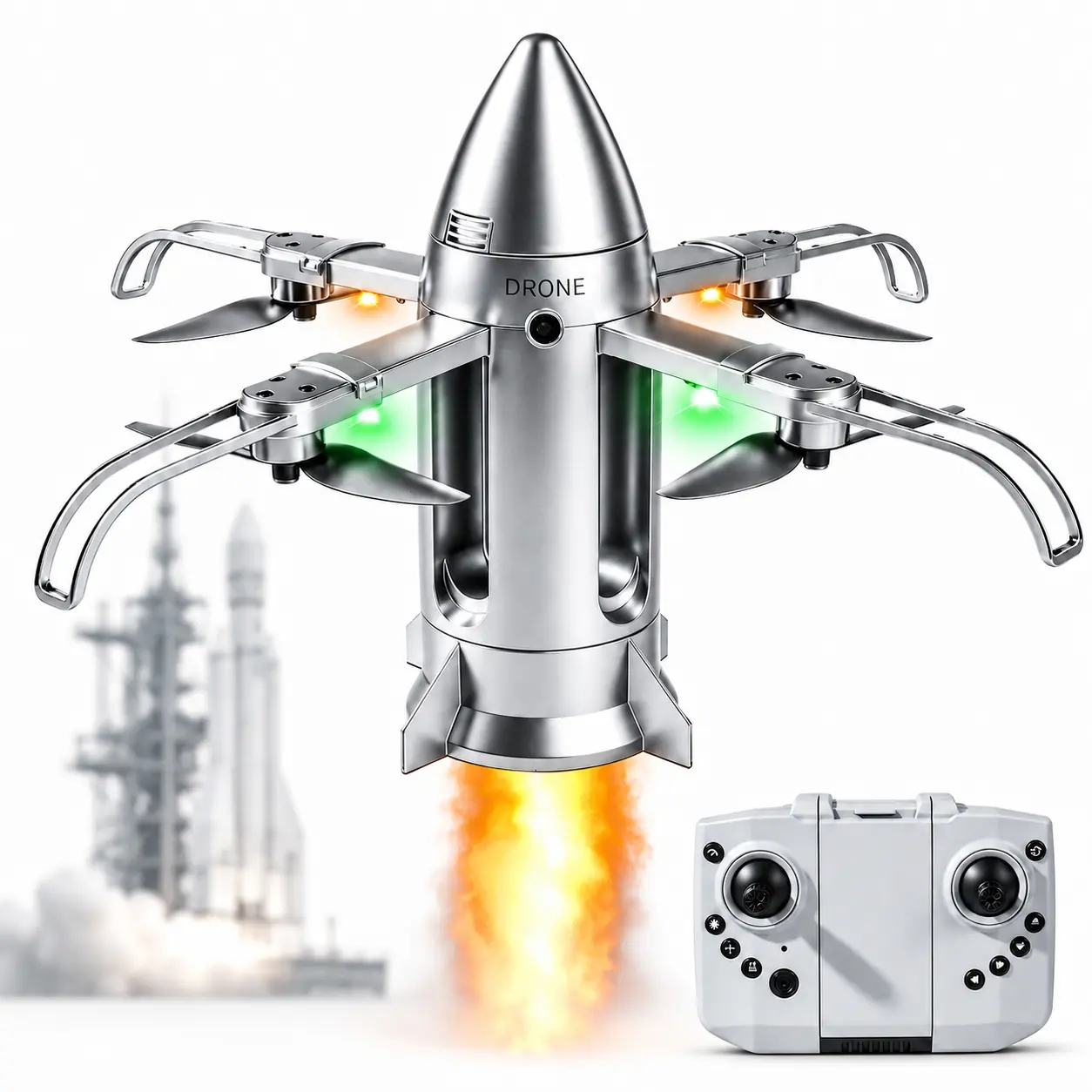 RC Dragon StarShip Rocket Drone Toy for Kids, Remote Control Flying Rocket with LED Lights, Auto Hover, Spray Mist Effect and Easy Fly Control