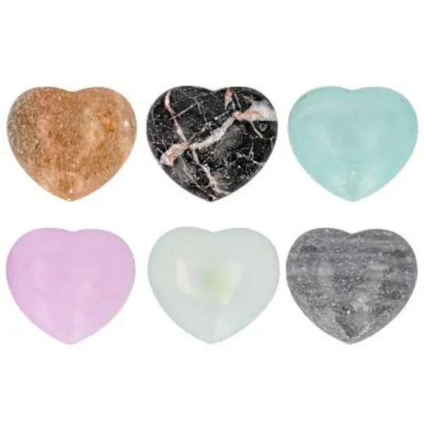JTV Crafting Heart Shape Multi-Stone Puffy Heart Beads, 45x40mm, Set of 6