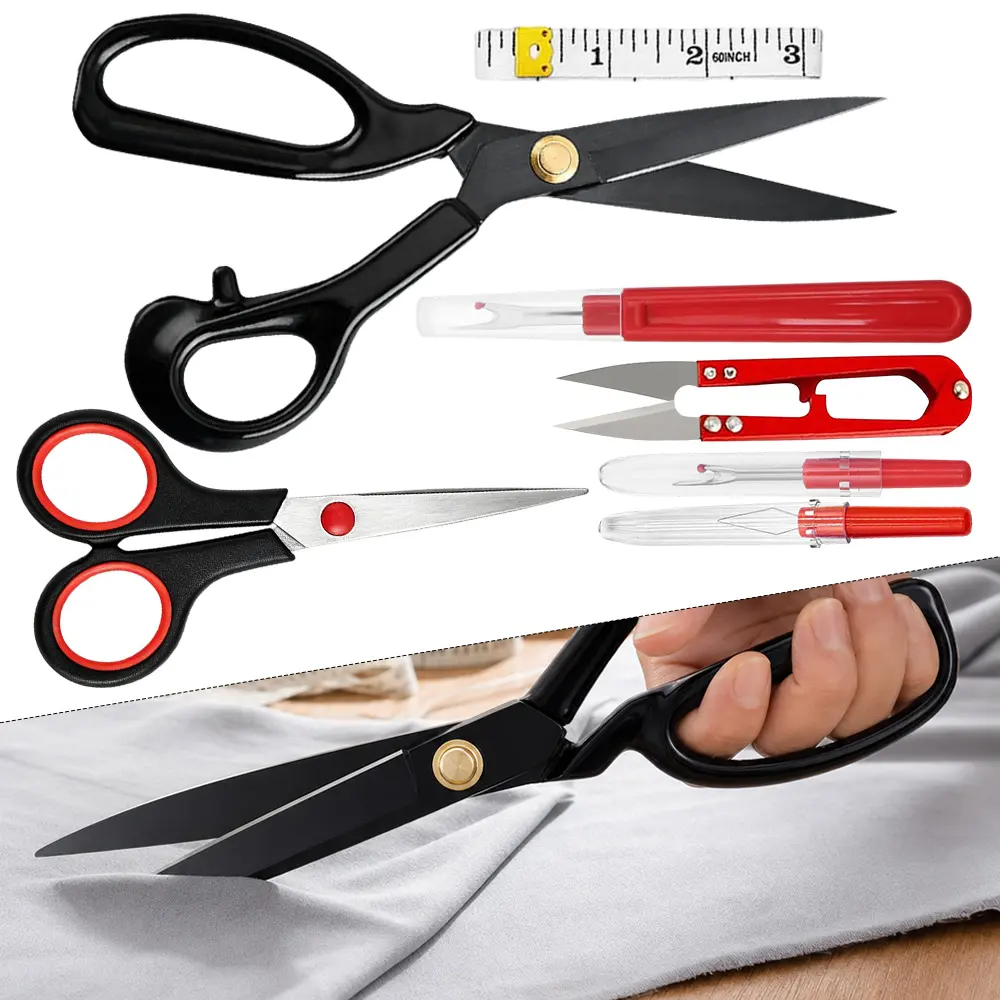 7 Packs Fabric Scissors Tailor Sewing Shears, 9-Inch Heavy Duty Scissors for Cutting Fabric Cutting Leather for Home Office Tailors, Sewers and Craftsmen